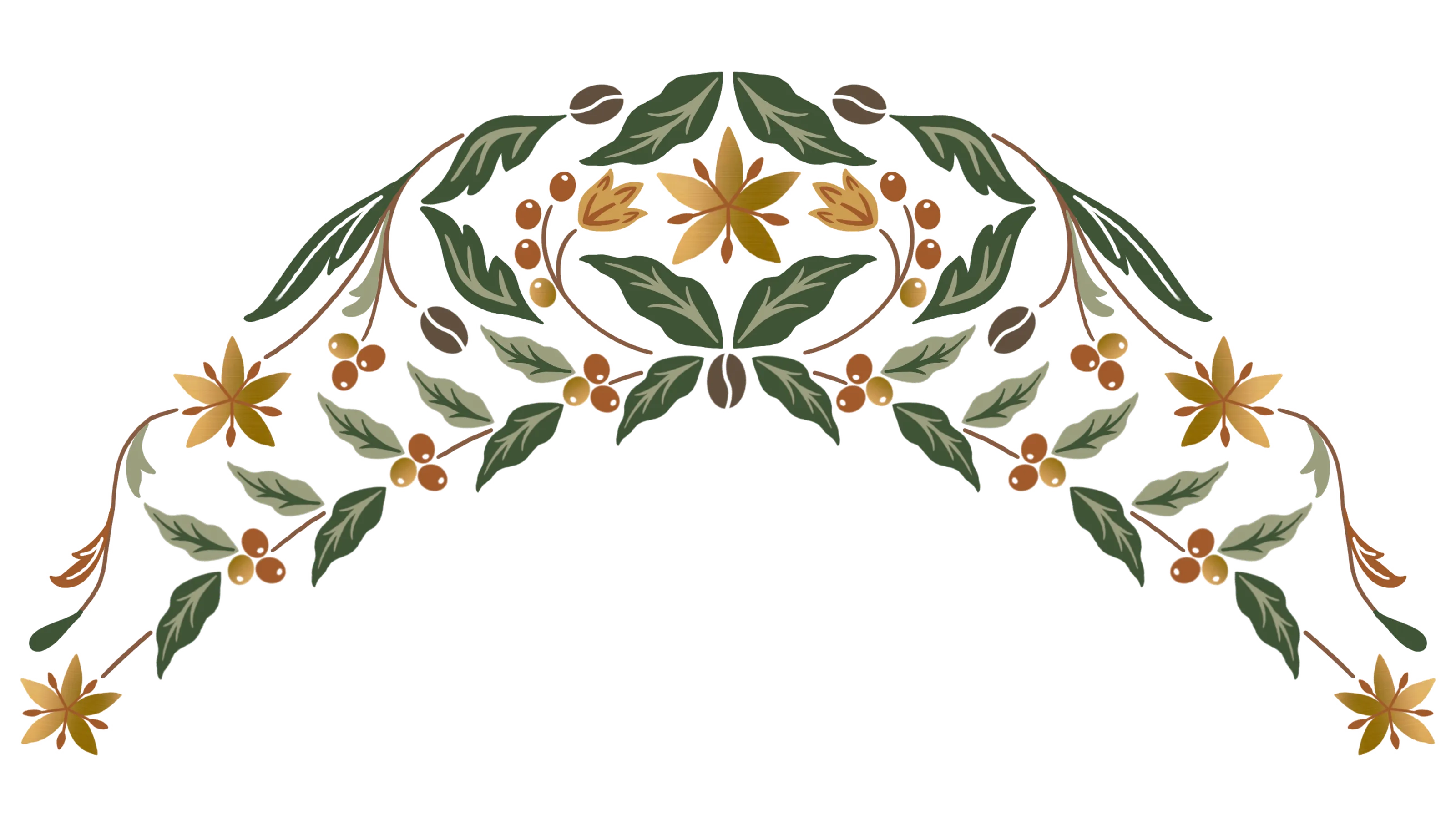 Concept artwork of the coffee-botanical border for the Starbucks Taj Eatery Siren embroidery, Agra
